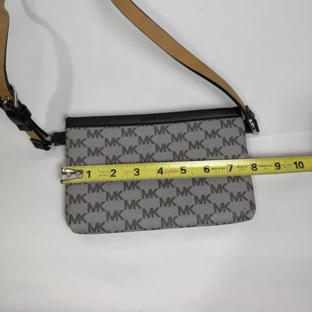 MICHAEL KORS MK Logo Fanny Pack Belt Bag 551749C Gray Black Sz M NWOT